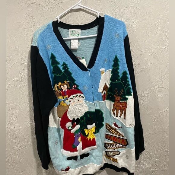 Vintage quacker factory Christmas cardigan size 1X - Picture 1 of 8